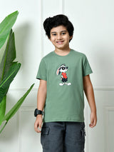 100% Cotton Playful Rabbit T-shirt – Pista Green