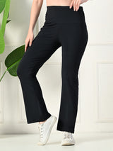 Effortless Women's Lycra Flared Tights with Pockets - Black