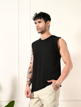Easy-Wear Solid Black Cotton Sando