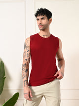 Easy-Wear Solid Maroon Cotton Sando