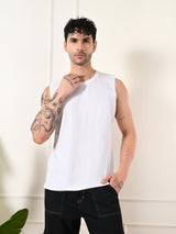 Easy-Wear Solid White Cotton Sando