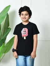 100% Cotton Playful Ice Cream T-shirt – Black