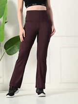 Effortless Women's Lycra Flared Tights with Pockets - Wine