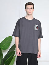 Everyday 100% Cotton Lazy Panda T-shirt – Charcoal Grey