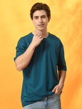 Relaxed Oversized 100% Cotton Solid Tee – Teal