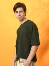 Relaxed Oversized 100% Cotton Solid Tee – Green