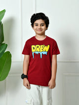100% Cotton Playful Drew T-shirt – Maroon