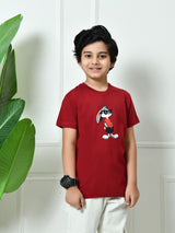 100% Cotton Playful Rabbit T-shirt – Maroon
