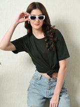 Timeless 100% Cotton Solid T-shirt- Bottle Green