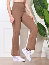 Effortless Women's Lycra Flared Tights - Cocoa