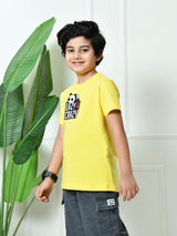 100% Cotton Playful Lazy Panda T-shirt – Yellow