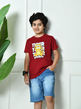 100% Cotton Playful Optimistic T-shirt – Maroon