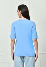 Timeless 100% Cotton Solid T-shirt - Sky Blue