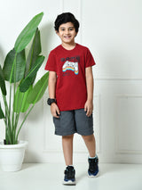 100% Cotton Playful Gaming T-shirt – Maroon
