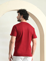 Comfy 100% Cotton Solid Regular Fit Tee - Maroon