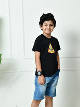 100% Cotton Playful Pizza T-shirt – Black