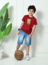 Cotton Drew & ABCD Graphic T-Shirts - Yellow & Maroon (2-Pack)