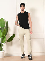 Easy-Wear Solid Black Cotton Sando