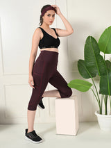 Pocket-Ready Maroon Training Capri