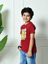 100% Cotton Playful Optimistic T-shirt – Maroon