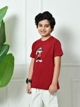 100% Cotton Playful Rabbit T-shirt – Maroon