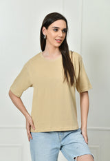 Timeless 100% Cotton Solid T-shirt - Beige