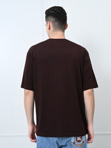Relaxed Oversized 100% Cotton Solid Tee – Coffee