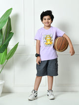 Cotton Optimistic & ABCD Graphic T-Shirts - Lavender & Pista (2-Pack)