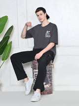 Everyday 100% Cotton Lazy Panda T-shirt – Charcoal Grey