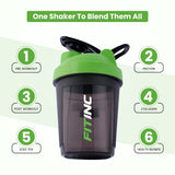 ShakePro 300ml Protein Shaker for Pre & Post Workout Mixes - Green