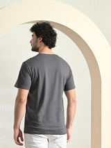 Comfy 100% Cotton Solid Regular Fit Tee - Charcoal