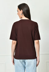 Timeless 100% Cotton Solid T-shirt - Coffee