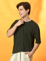 Relaxed Oversized 100% Cotton Solid Tee – Green
