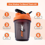 ShakePro 300ml Protein Shaker for Pre & Post Workout Mixes - Orange