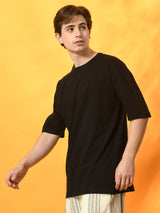 Relaxed Oversized 100% Cotton Solid Tee – Black