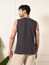 Easy-Wear Solid Charcoal Cotton Sando