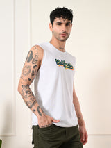 Easy-Wear California Colorful Print Cotton Sando – White