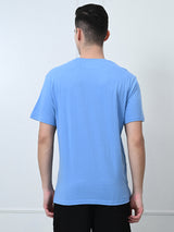 Comfy 100% Cotton Solid Regular Fit Tee - Sky Blue