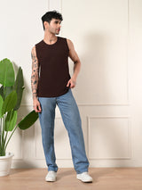 Easy-Wear Solid Coffee Cotton Sando