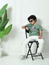 100% Cotton Playful Lazy Panda T-shirt – Pista Green