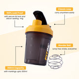 ShakePro 300ml Protein Shaker for Pre & Post Workout Mixes - Yellow