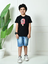 100% Cotton Playful Ice Cream T-shirt – Black