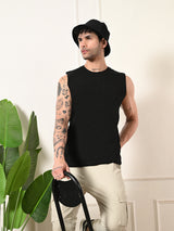 Easy-Wear Solid Black Cotton Sando