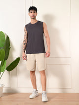 Easy-Wear Solid Charcoal Cotton Sando