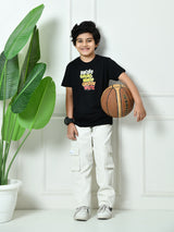 100% Cotton Playful ABCD T-shirt – Black