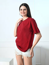 Timeless 100% Cotton Solid T-shirt - Maroon