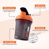 ShakePro 300ml Protein Shaker for Pre & Post Workout Mixes - Orange