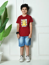 100% Cotton Playful Optimistic T-shirt – Maroon