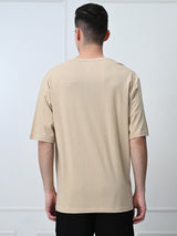 Relaxed Oversized 100% Cotton Solid Tee – Beige