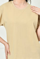 Timeless 100% Cotton Solid T-shirt - Beige